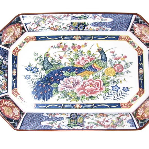 Vintage Oriental Trading CO. Rectangular Octagon Porcelain‎ Platter Serving Tray - Picture 3 of 12